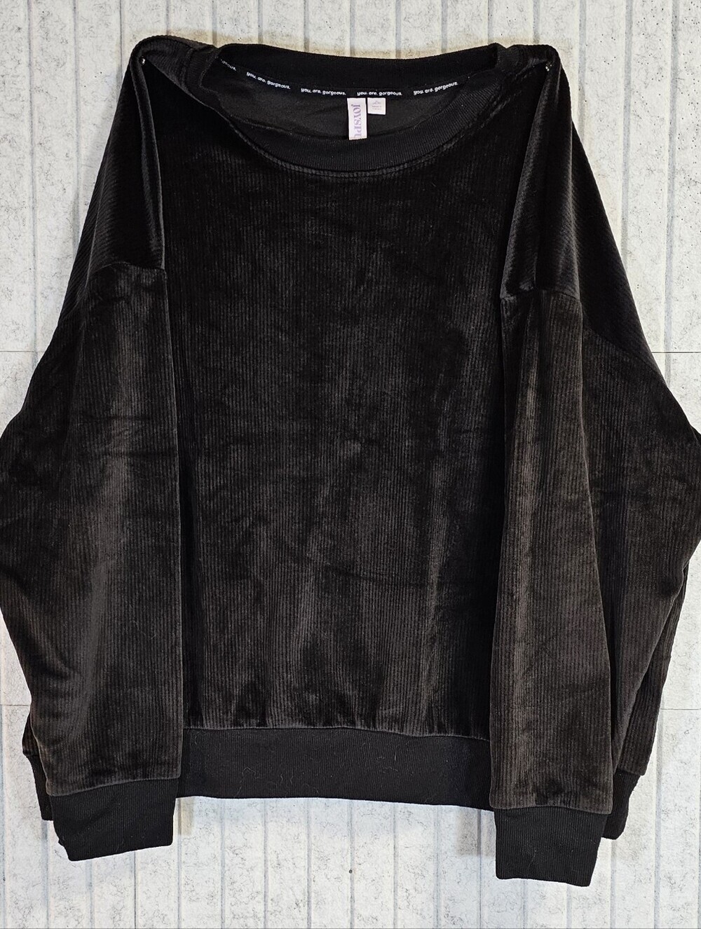 Joyspun Women’s XL 16-18 Black Velour Ribbed Lounge Set Wide Leg Pants - Picture 3 of 4